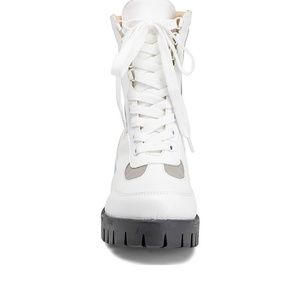 Chase + Chloe Shoes - Women's Lace Up Multi-color Ankle Combat Boots Chase + Chloe Shoes - Women's Lace Up Multi-color Ankle Combat Boots